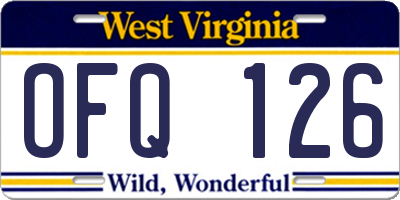 WV license plate OFQ126