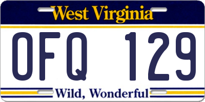 WV license plate OFQ129