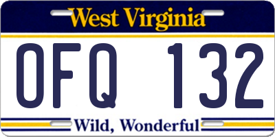 WV license plate OFQ132