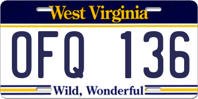 WV license plate OFQ136