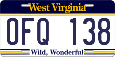 WV license plate OFQ138