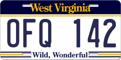 WV license plate OFQ142