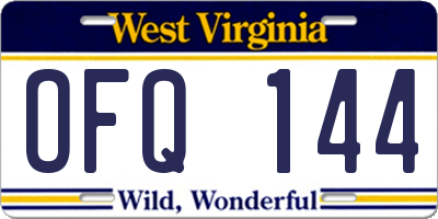 WV license plate OFQ144
