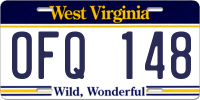 WV license plate OFQ148