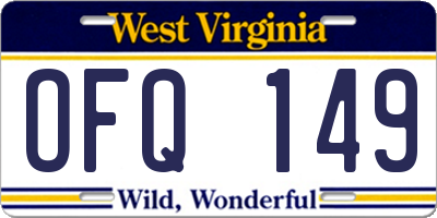 WV license plate OFQ149