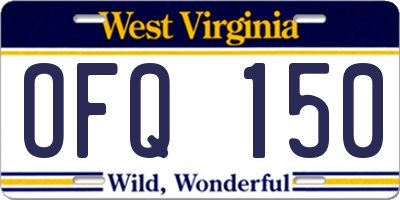 WV license plate OFQ150