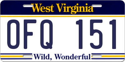 WV license plate OFQ151