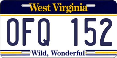 WV license plate OFQ152
