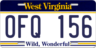 WV license plate OFQ156