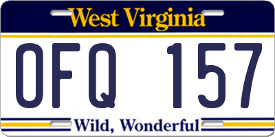 WV license plate OFQ157