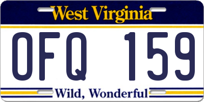 WV license plate OFQ159