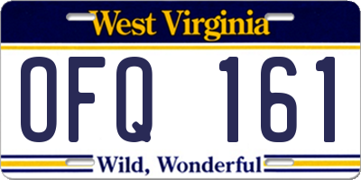 WV license plate OFQ161