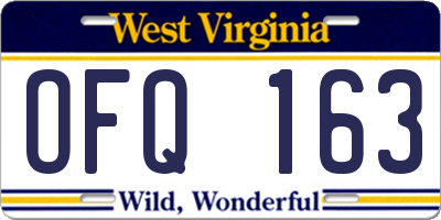 WV license plate OFQ163