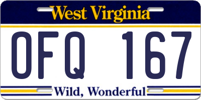 WV license plate OFQ167