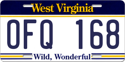 WV license plate OFQ168