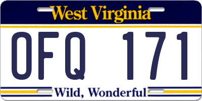WV license plate OFQ171