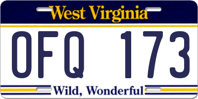 WV license plate OFQ173