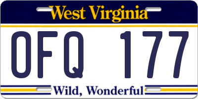 WV license plate OFQ177