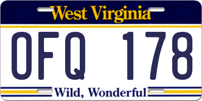 WV license plate OFQ178