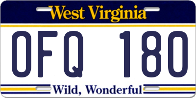 WV license plate OFQ180