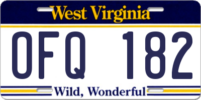 WV license plate OFQ182