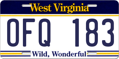 WV license plate OFQ183