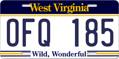 WV license plate OFQ185