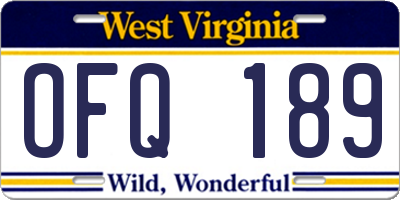 WV license plate OFQ189
