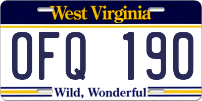 WV license plate OFQ190