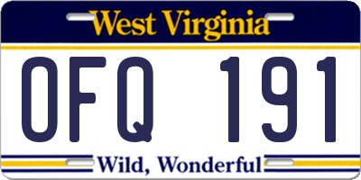 WV license plate OFQ191