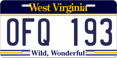 WV license plate OFQ193