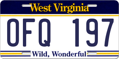 WV license plate OFQ197