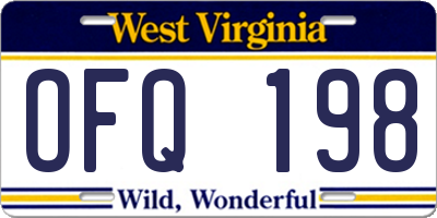 WV license plate OFQ198