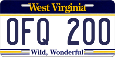 WV license plate OFQ200