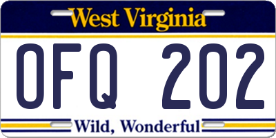 WV license plate OFQ202