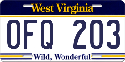 WV license plate OFQ203