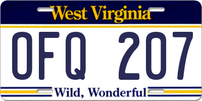 WV license plate OFQ207