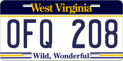 WV license plate OFQ208