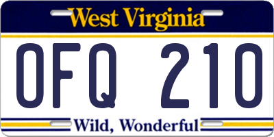 WV license plate OFQ210