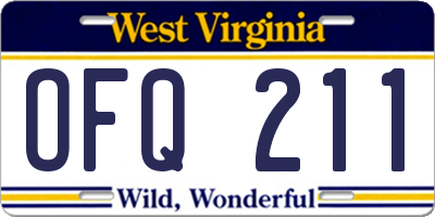 WV license plate OFQ211