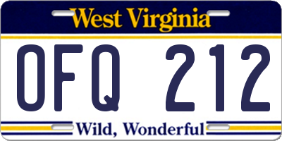 WV license plate OFQ212