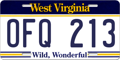 WV license plate OFQ213