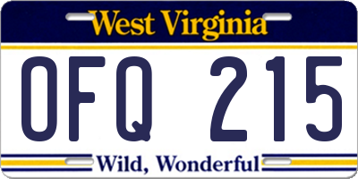 WV license plate OFQ215