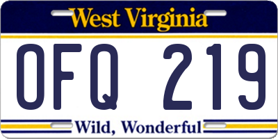 WV license plate OFQ219