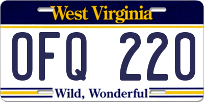 WV license plate OFQ220