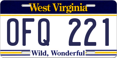 WV license plate OFQ221