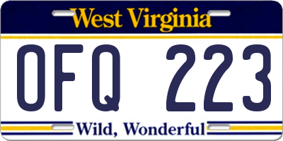 WV license plate OFQ223