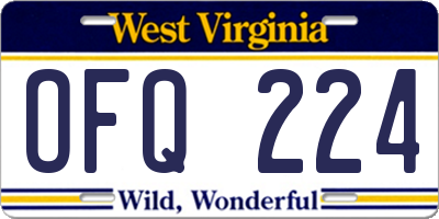 WV license plate OFQ224