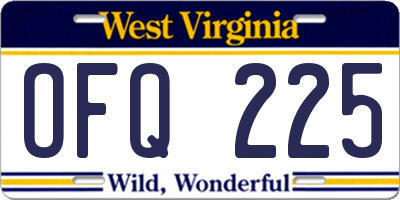 WV license plate OFQ225