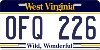 WV license plate OFQ226